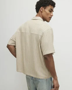 Beige Regular Fit Textured Stripe Shirt