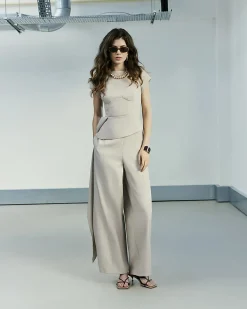 Beige RI Studio Bubble Leg Hareem Trousers