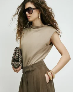 Beige RI Studio Shoulder Pad Bodysuit
