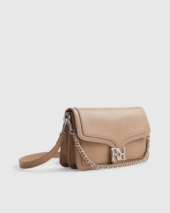Beige RR Flap Front Shoulder Bag