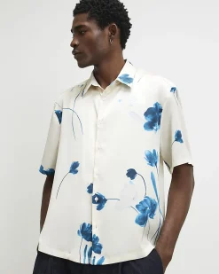 Beige Satin Floral Shirt