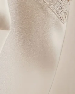 Beige Satin Lace Trim Cami Top