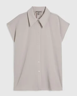 Beige Satin Short Sleeve Shirt
