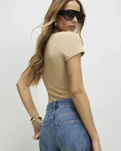 Beige Scoop Neck Bodysuit