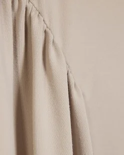 Beige Short Sleeve Fitted Waist Maxi Dress