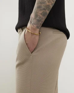 Beige Skinny Fit Elasticated Trousers