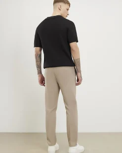 Beige Skinny Fit Elasticated Trousers
