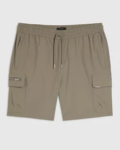 Beige Skinny Fit Stretch Cargo Shorts
