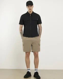 Beige Skinny Fit Stretch Cargo Shorts