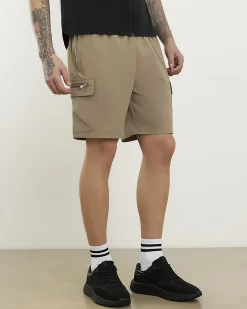Beige Skinny Fit Stretch Cargo Shorts