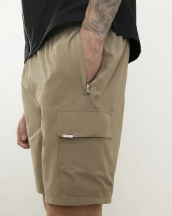 Beige Skinny Fit Stretch Cargo Shorts