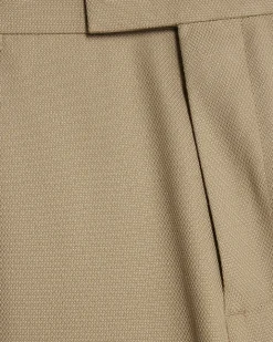 Beige Skinny Fit Textured Suit Trousers