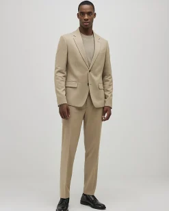 Beige Skinny Fit Textured Suit Jacket