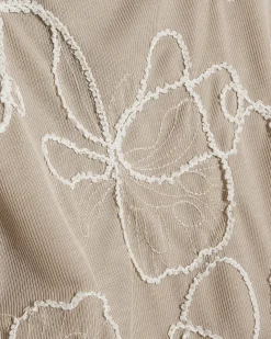 Beige Sleeveless Embroidered Mini Dress
