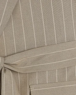Beige Sleeveless Tie Waist Longline Waistcoat