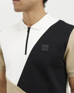 Beige Slim Fit Blocked Crew Neck T-Shirt