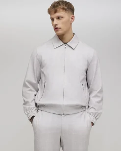 Beige Slim Fit Check Harrington Jacket