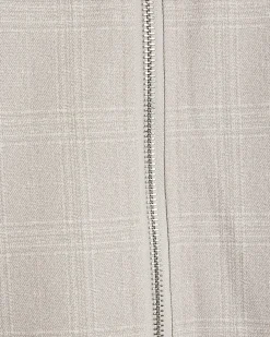 Beige Slim Fit Check Harrington Jacket