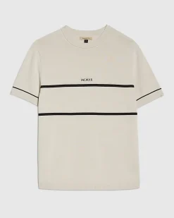 Beige Slim Fit Chest Blocked T-Shirt