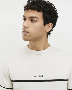 Beige Slim Fit Chest Blocked T-Shirt