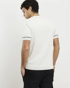 Beige Slim Fit Chest Blocked T-Shirt