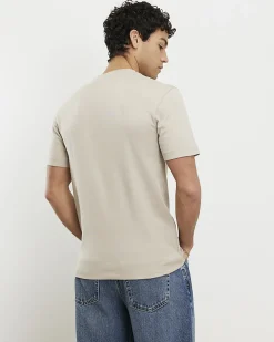Beige Slim Fit Cotton Lightweight T-Shirt