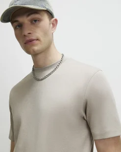 Beige Slim Fit Cotton Lightweight T-Shirt
