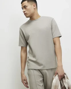 Beige Slim Fit Cotton T-Shirt And Shorts Set