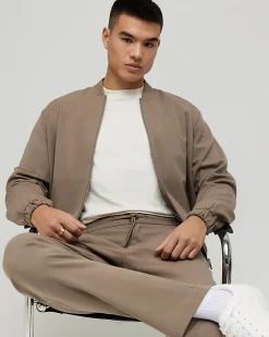 Beige Slim Fit Elasticated Smart Joggers