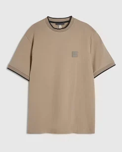 Beige Slim Fit Interlock Cotton T-Shirt