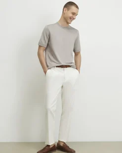 Beige Slim Fit Knitted Short Sleeve T-Shirt