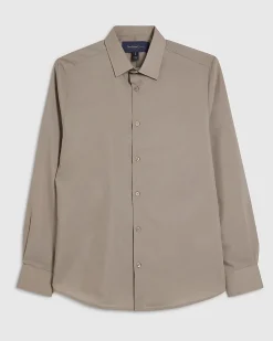 Beige Slim Fit Long Sleeve Shirt