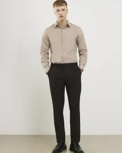 Beige Slim Fit Long Sleeve Shirt