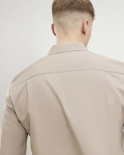Beige Slim Fit Long Sleeve Shirt