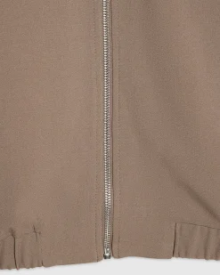 Beige Slim Fit Stretch Bomber Jacket