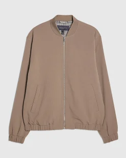 Beige Slim Fit Stretch Bomber Jacket