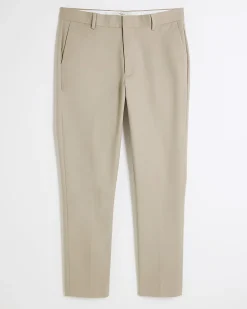 Beige Slim Fit Stretch Chino Trousers