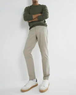 Beige Slim Fit Stretch Chino Trousers