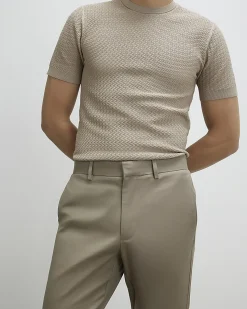 Beige Slim Fit Stretch Chino Trousers