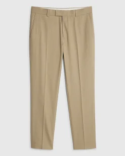 Beige Slim Fit Stretch Textured Suit Trousers