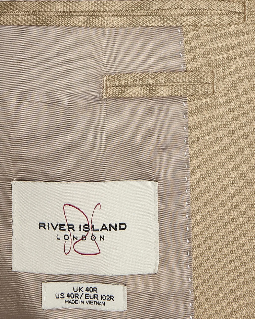 Beige Slim Fit Stretch Textured Suit Jacket