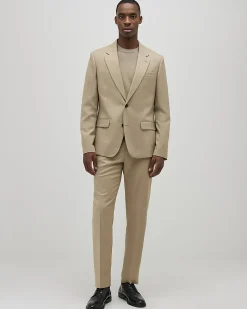 Beige Slim Fit Stretch Textured Suit Jacket
