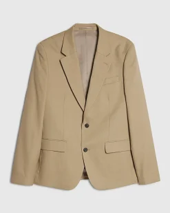 Beige Slim Fit Stretch Textured Suit Jacket