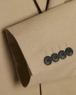 Beige Slim Fit Stretch Textured Suit Jacket