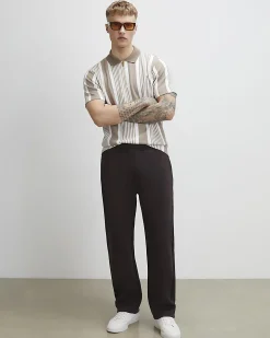 Beige Slim Fit Stripe Lightweight Polo Shirt
