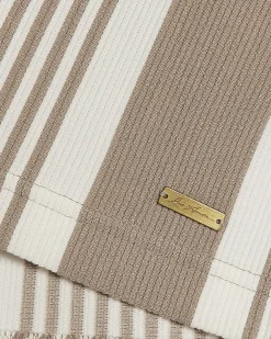 Beige Slim Fit Stripe Lightweight Polo Shirt