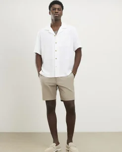 Beige Slim Stretch Chino Short with Belt