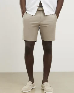 Beige Slim Stretch Chino Short with Belt