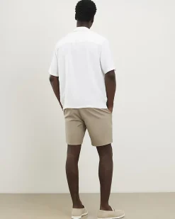 Beige Slim Stretch Chino Short with Belt