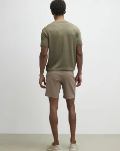 Beige Slim Stretch Chino Short with Belt